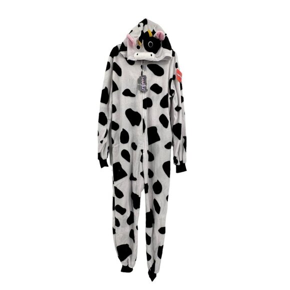 Silver Lilly Funziez Cow One Piece Zip Up Costume Size Large Animals PJs - Picture 2 of 6